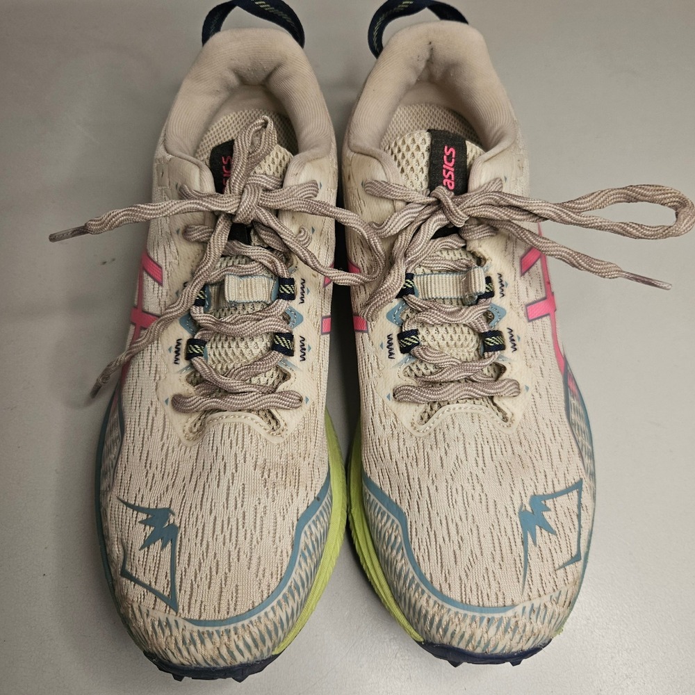 Asics Fuji Lite 4 Womens Trail Running Shoes Size 10‎ White Pink Lime 1012B514